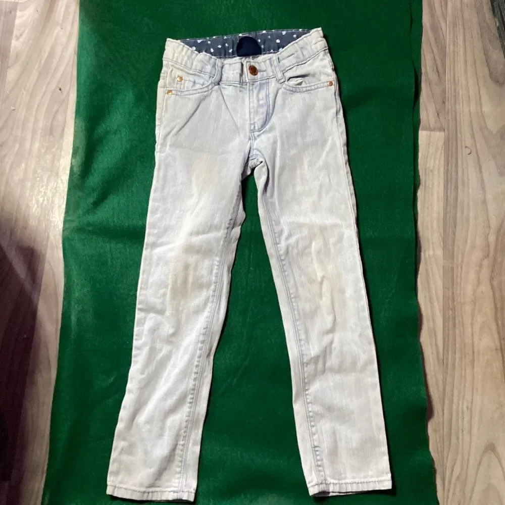 Genuine Kids Pale Blue Jeans Girls Size 5 Adjustable Waist Slim Fit Denim